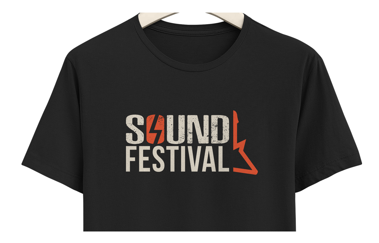 Aperçu du logo du Sound Festival sur un t-shirt