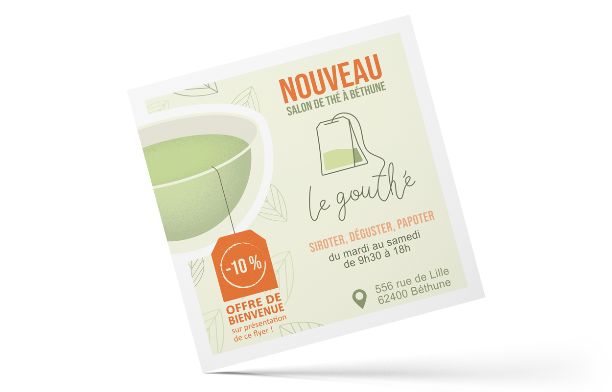 Aperçu du flyers promotionnel du salon de thé, Le Gouthé
