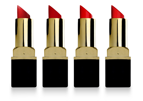Photo de quatres rouge à lèvres représentant les 4 gammes de la marque